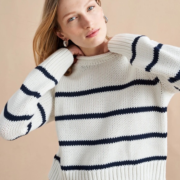 La Ligne Mini Marina Sweater, Ivory/Navy - Picture 6 of 10